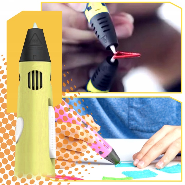DŁUGOPIS 3D DRUKARKA PEN Dla Dzieci Zestaw +FILAMENT 109 + MATA + SZABLONY Model 3D-PEN+MATA+KSIĄŻKA żółty